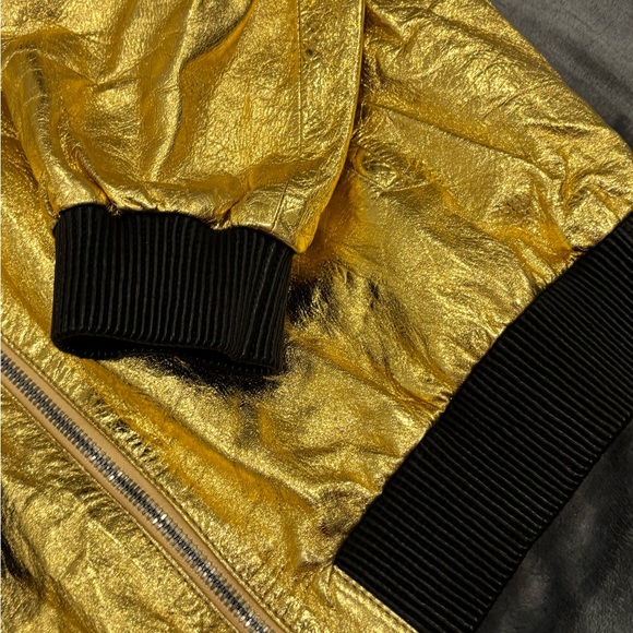 Gucci x Dapper Dan Metallic Gold Leather Bomber Jacket NWT - Picture 6 of 14